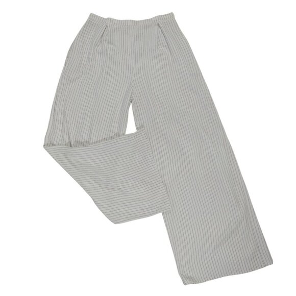 Vienna Sky Womens Striped Wide-Leg Pants XL Rayon/Linen Blend White/Black. - Picture 1 of 7